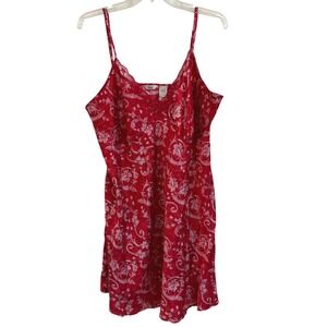 Adonna Woman Red Floral Satin Chemise Nightgown Lace Trim Slip Dress 1X  NWOT